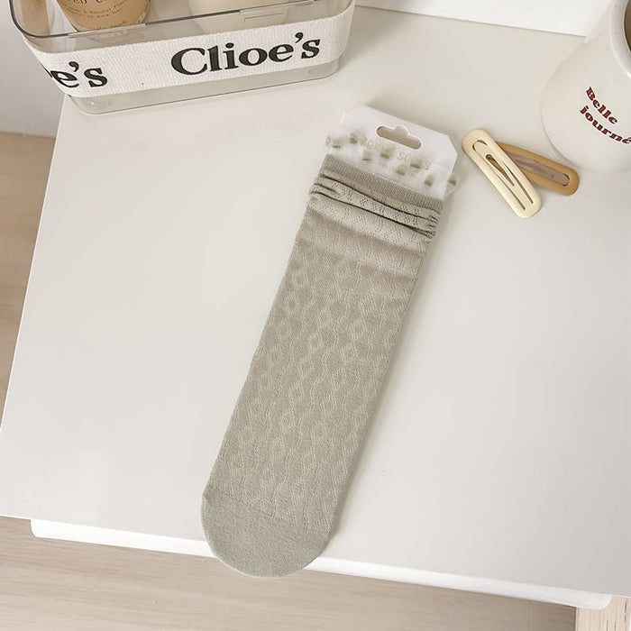 Wholesale Mesh lace long socks, thin and cute lace pile socks