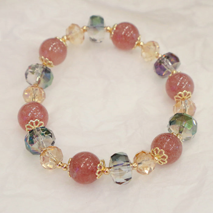 Wholesale New Peach Blossom Crystal Beaded Bracelet for Fashion