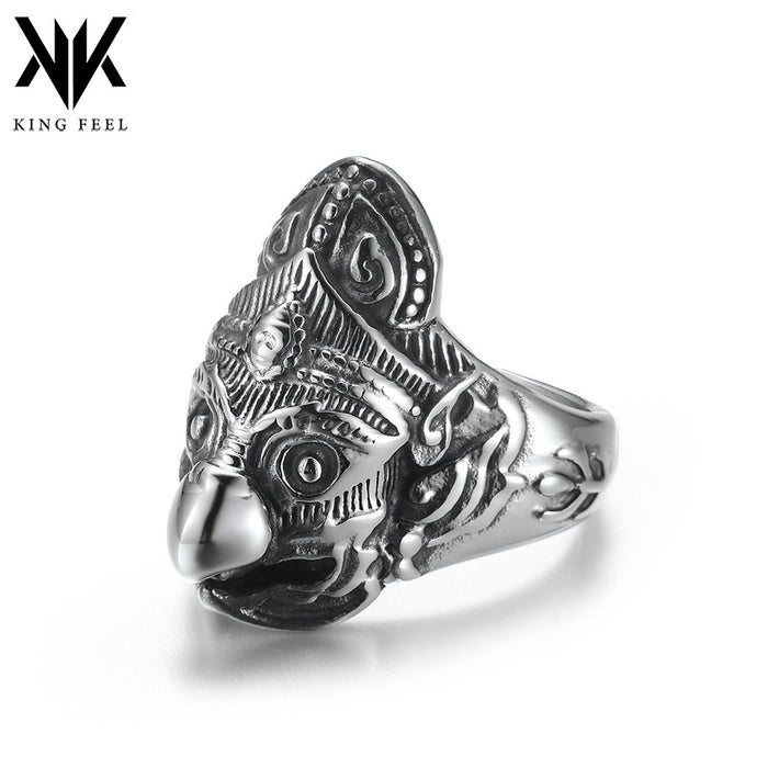 Wholesale Stainless Steel Ring Hindu Garuda Titanium Steel Eagle Face Vintage Personalized Ring