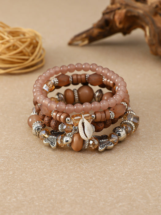 Wholesale Layered Turquoise Leaf Bracelet Set 4-Piece Fashion Jewelry Accessory MOQ≥2