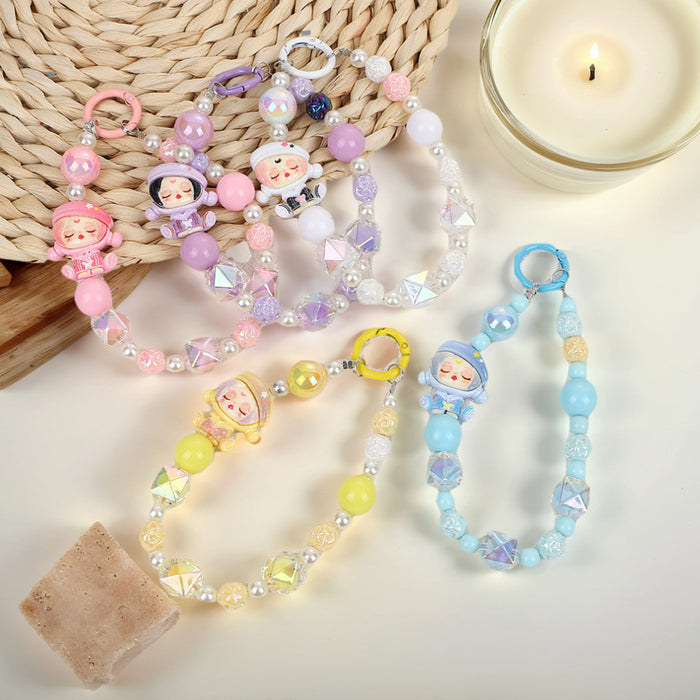 Wholesale Cartoon Beaded Mobile Phone Chain Keychain