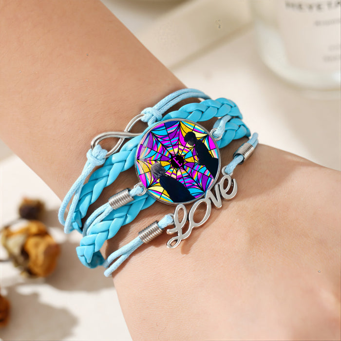 Wholesale Leather multi-layered blue woven jewelry bracelet