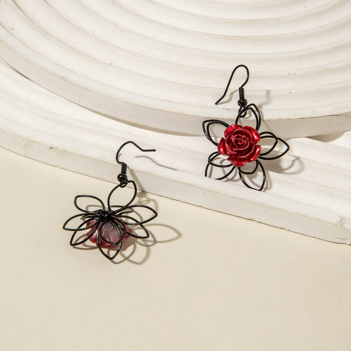 Wholesale Trendy Dark Flower Hollow Earrings Iron Alloy  Party Fashion Accessory MOQ≥2