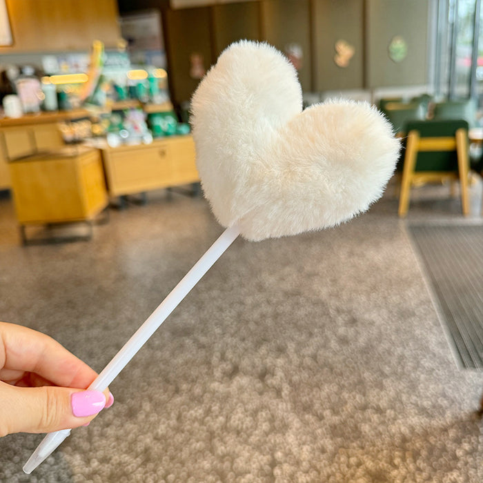 Wholesale Cute Round Love Rainbow Ballpoint Pen Signature Pen Black Pen Plush Pen Gift Pen Big Brush Pen