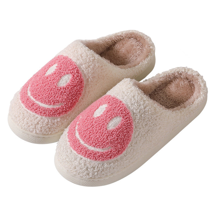 Wholesale Winter cute cartoon smiley face home cotton slippers wholesale home fur slippers women couple warm slippers indoor