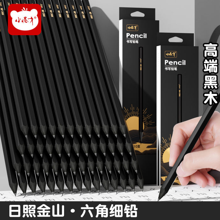 Wholesale 10pcs/ box Black wood pencil primary school students special black pencil hexagonal pencil