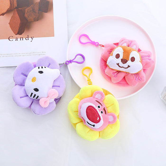 Wholesale Japanese Cartoon Sunflower Doll Coin Purse Mini Cute Keychain Headphone Bag, Backpack Hanging Accessories JDC-WT-XG010