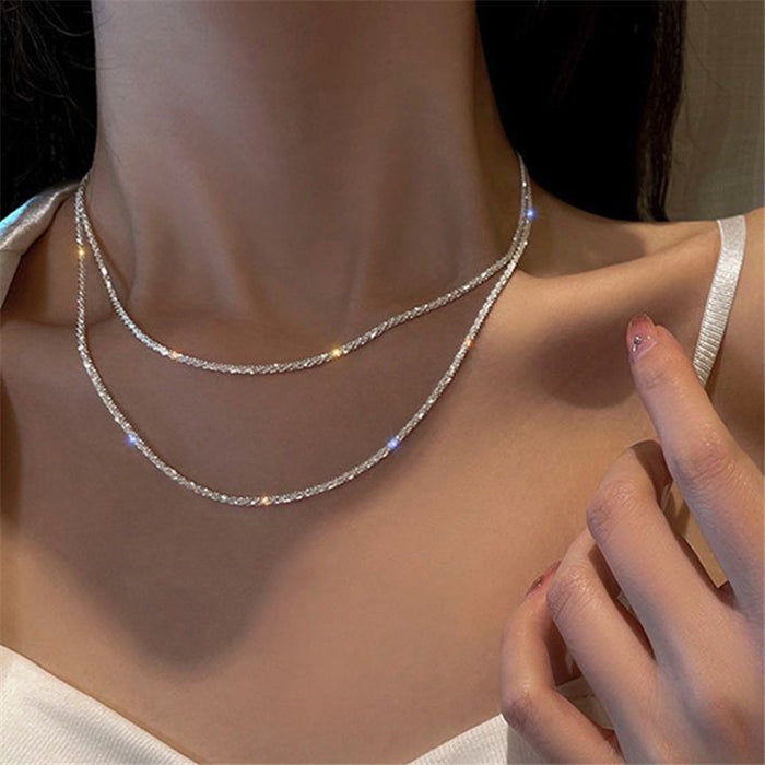 Wholesale Trendy Water Wave Star Necklace Copper Silver Electroplated Fashion Jewelry Accessory