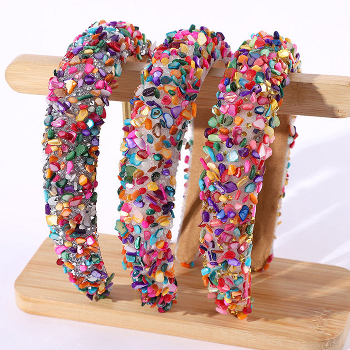 Wholesale Dopamine color headband fashionable and versatile sweet style Baroque colorful gem headband