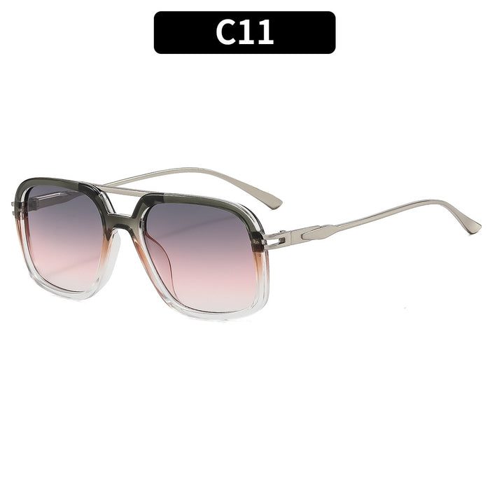 Wholesale Chic Retro Double Bridge Sunglasses for Women UV400 Large Frame Black Gray Sun Protection Fashion Accessory
