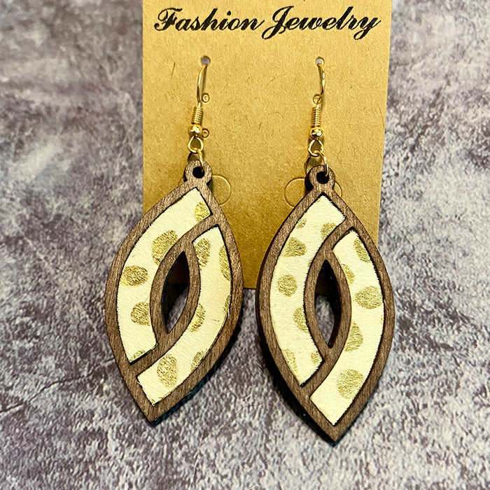 Wholesale Retro leather earrings hollow horse eye texture earrings personalized light earrings