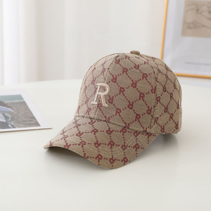 Wholesale Checkered Embroidered R-Letter Hat Retro Duck Tongue Hat Personalized Sunscreen and Sunshade Baseball Hat Trendy