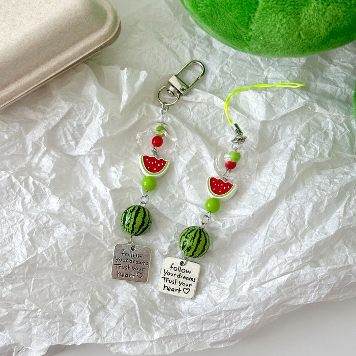 Wholesale watermelon wind chime key chain camera chain pendant gift mobile phone chain