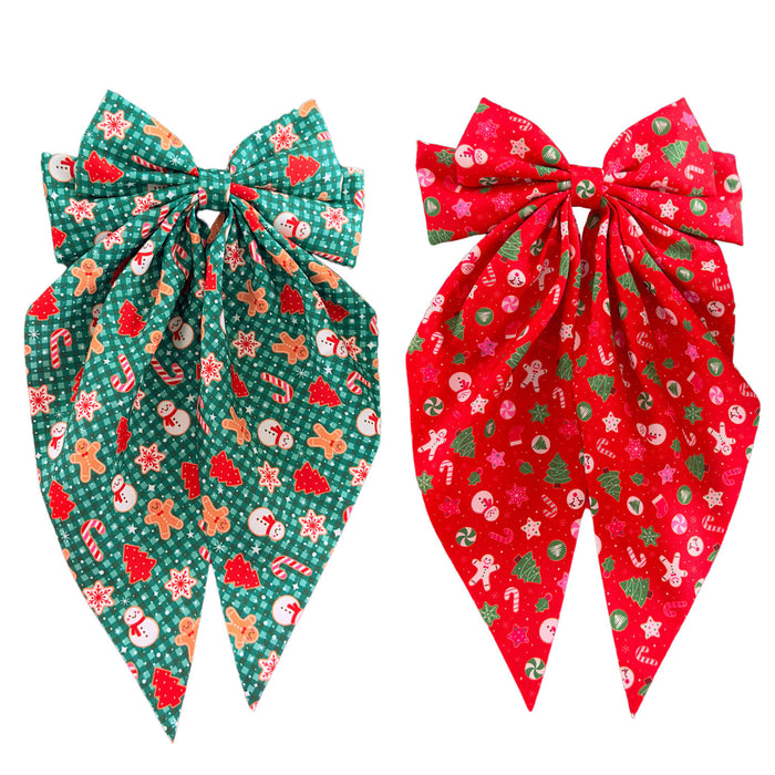 Wholesale Christmas gingerbread man bow hairpin  ribbon spring clip back of the head hairpin hair accessories