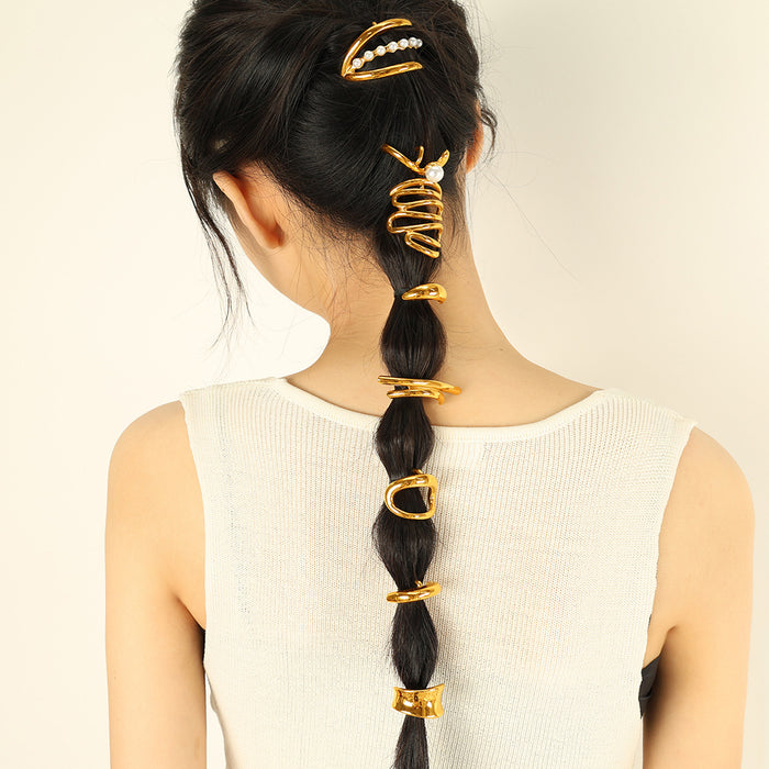 Wholesale Gold Plated Headwear Hairpin Hairpin Niche Sweet Cool Style Pony Tail Hair