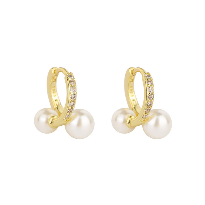Wholesale  Simple Pearl Earrings Copper Gold-plated  Ear Ring Earrings for Women