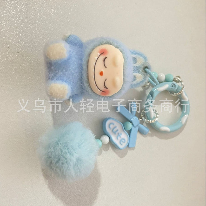 Wholesale Cute Sitting Posture Flocking Bag Keychain Decorative Pendant Mobile Phone Chain