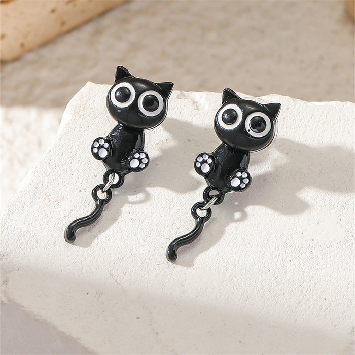 Wholesale Chic Black Cat Earrings - Cute Cartoon Kitten Fashion Jewelry Accessory MOQ≥2