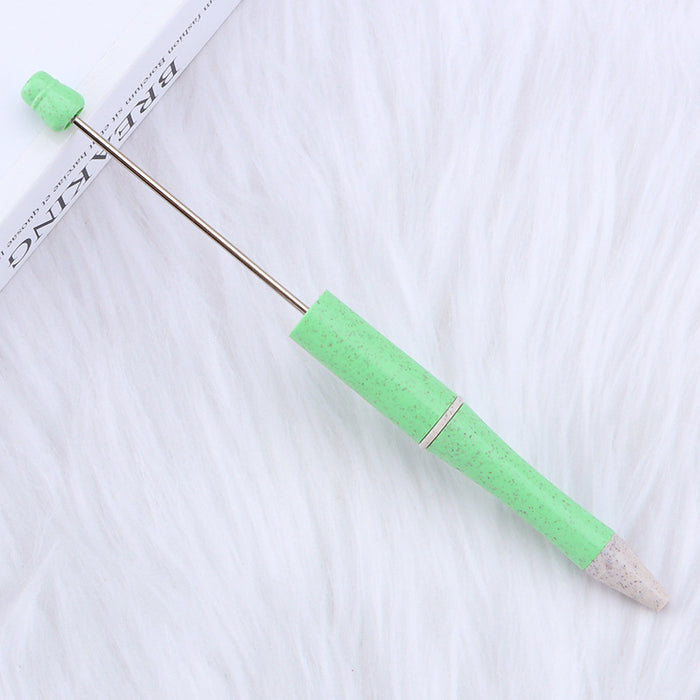 Wholesale Wheat Straw Material Plastic Bead Pen JDC-PN-JinBaiNian001