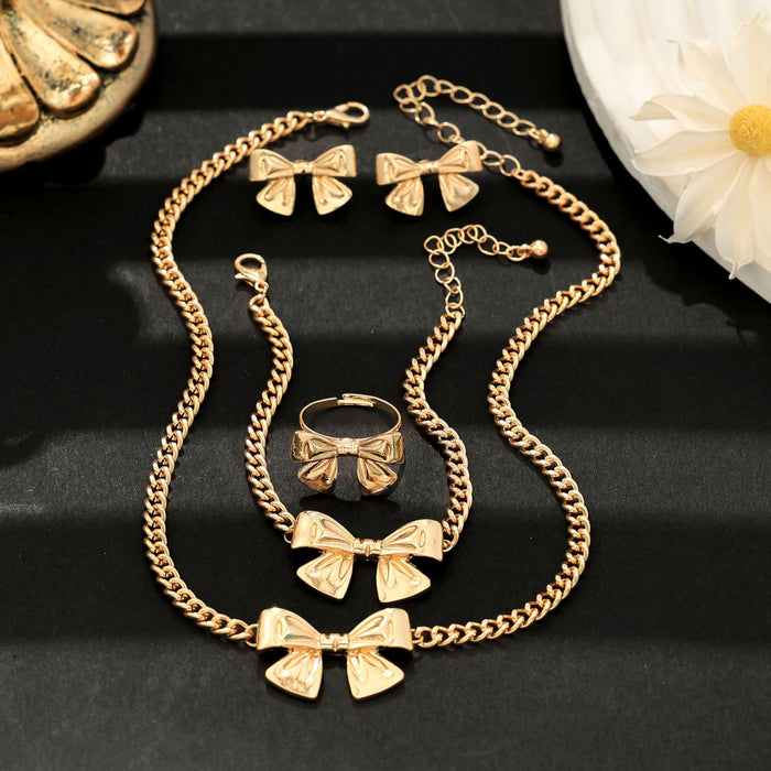 Wholesale Popular Bow Bracelet Necklace Ring Elegant Elegant High-end Fashion Women's suit