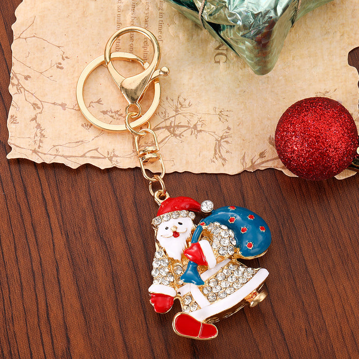 Wholesale Rhinestone Zinc Alloy Keychain Christmas Car Key Accessory Gift for Boutique MOQ≥2