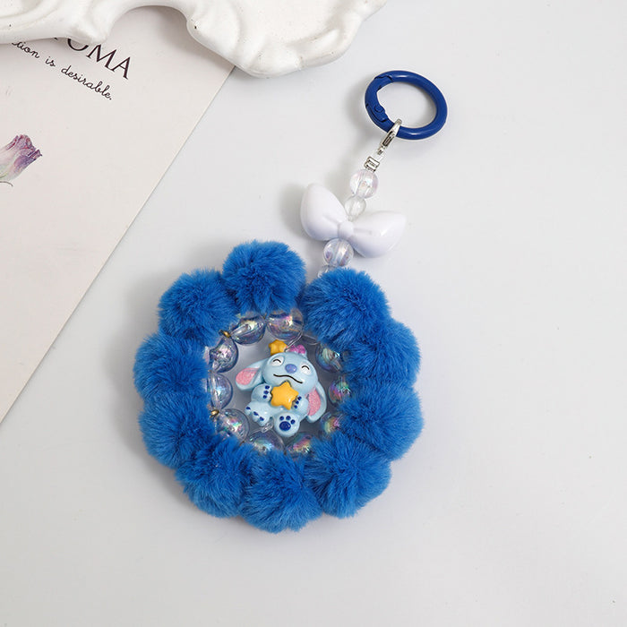 Wholesale Cute Cartoon Pom Pom Keychain Plush Bag Charm Decorative Accessory MOQ≥2