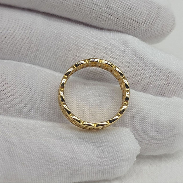 Wholesale Micro inlaid copper coin ring, fashionable and versatile with hollowed out design