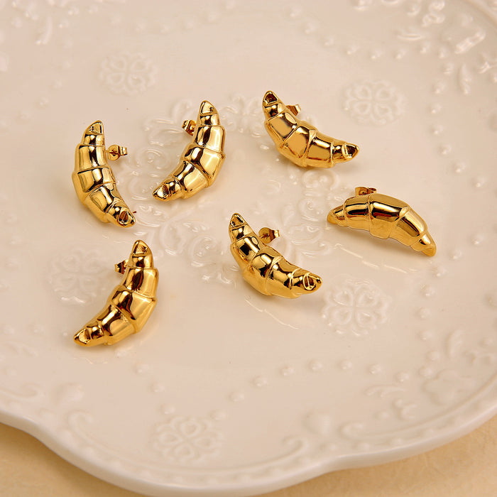 Wholesale High end stainless steel sheep horn bag earrings with personalized and trendy titanium steel spiral pattern earrings