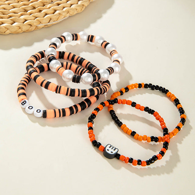 Wholesale  Cartoon Ghost Pumpkin Beaded Bracelet Women' s Fashion Accessory Boutique Resale Gift MOQ≥2
