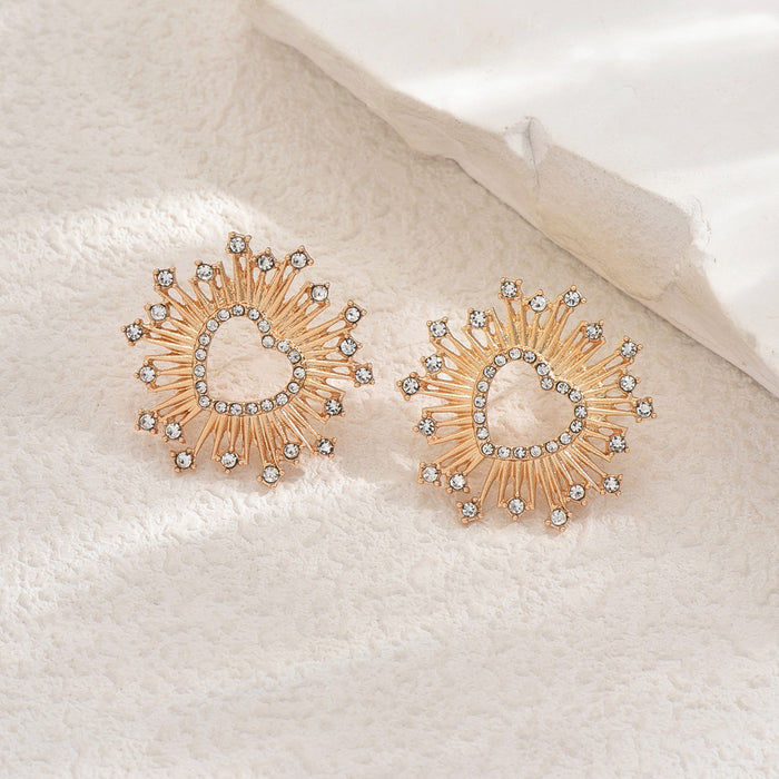 Wholesale Sun eye earrings with niche design, geometric heart earrings, light luxury and high-end star earrings