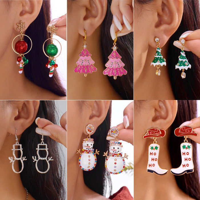Wholesale Christmas party earrings colorful bells Christmas tree snowman pendant Christmas earrings earrings