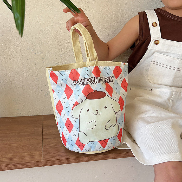 Wholesale Illustration bucket bag cute hand-held cartoon work lunch bag graffiti canvas bag