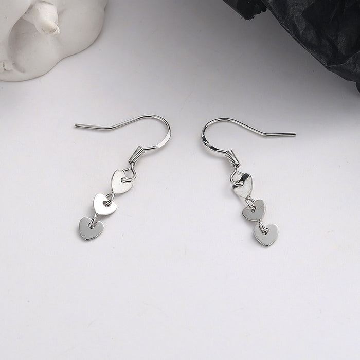 Wholesale Heart shaped earrings, women's light luxury handmade heart-shaped tassel ear hook