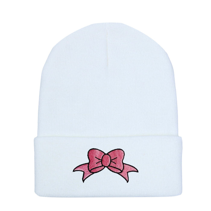 Wholesale Bow Embroidery Acrylic Knitted Hat JDC-FH-HaiPu009