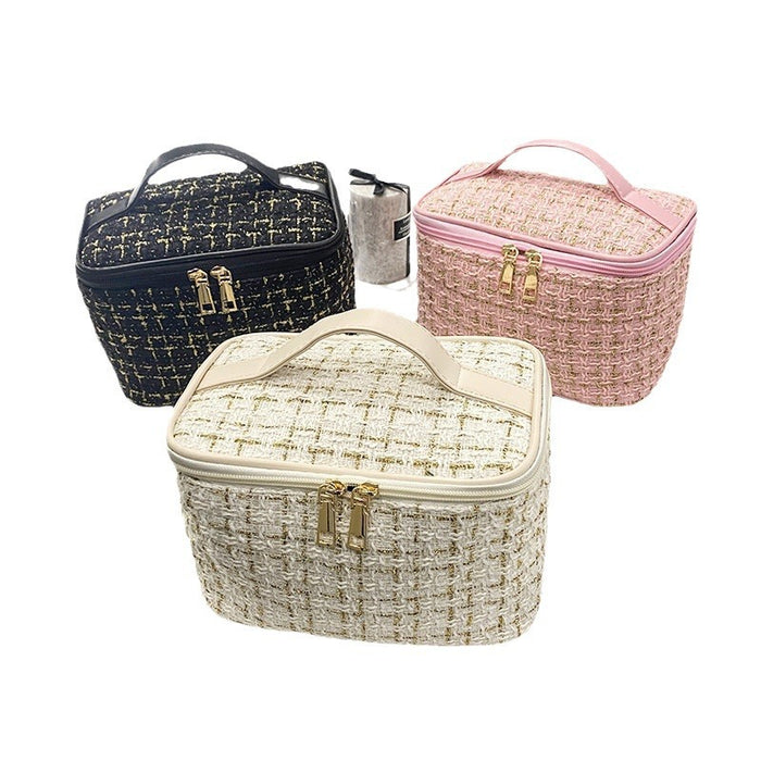 Wholesale Checkered Handheld Makeup Bag, Large Capacity Portable Toilet Bag, Travel Storage Bag