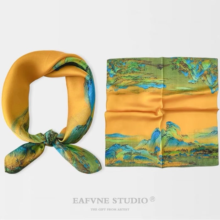 Wholesale Temperament Square Scarf 70cm Silk Scarf Square Scarf High-end Satin Chiffon Scarf Spring High-end Small Silk Scarf JDC-SS-MC003