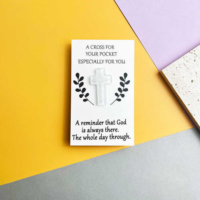 Wholesale Resin 6-color glitter cross pocket Decorations hug card