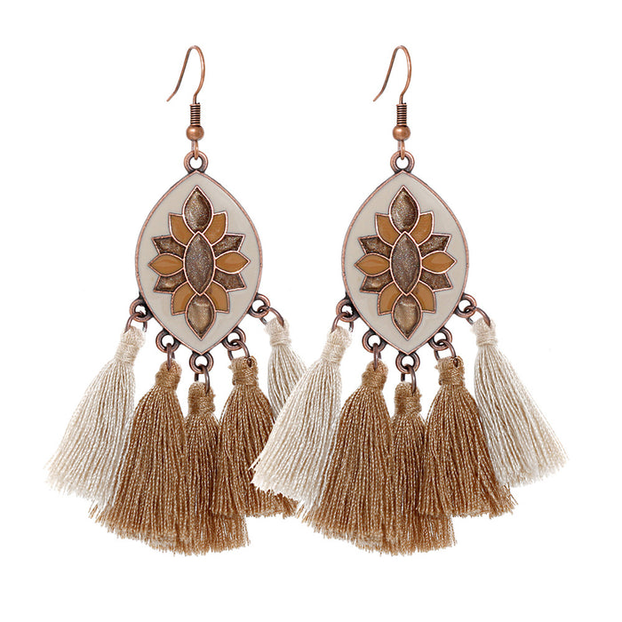 Wholesale Zinc Alloy Tassel Earring Set 12 Pairs - Vintage Ethnic Style Jewelry MOQ≥2