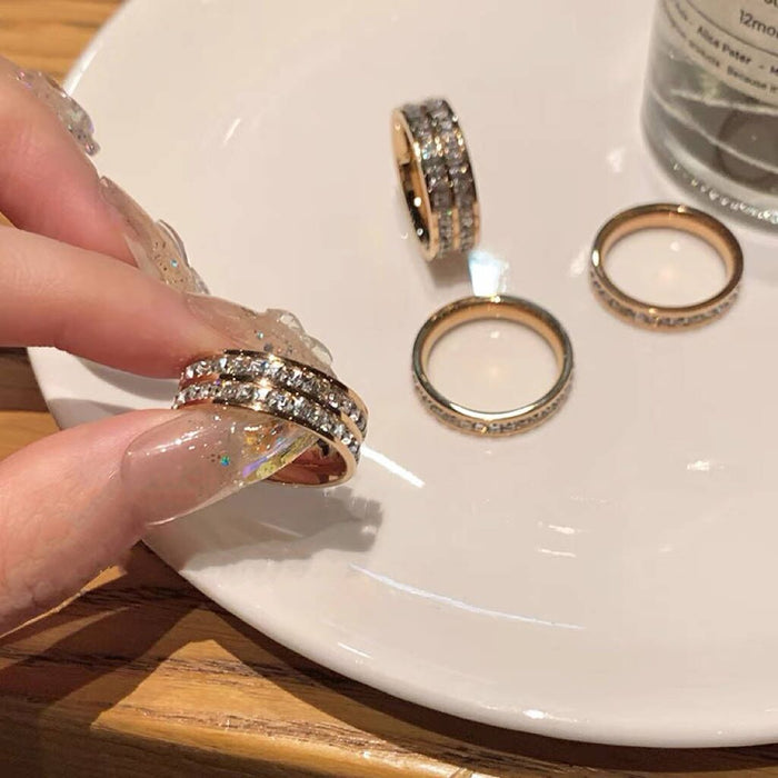 Wholesale Super Sparkling Starry Sky Titanium Steel Zircon Ring with Light Luxury and Niche Design