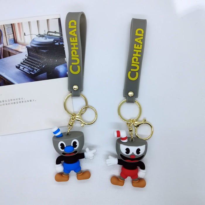 Wholesale cartoon teacup head big adventure key chain pendant bag car key chain accessories