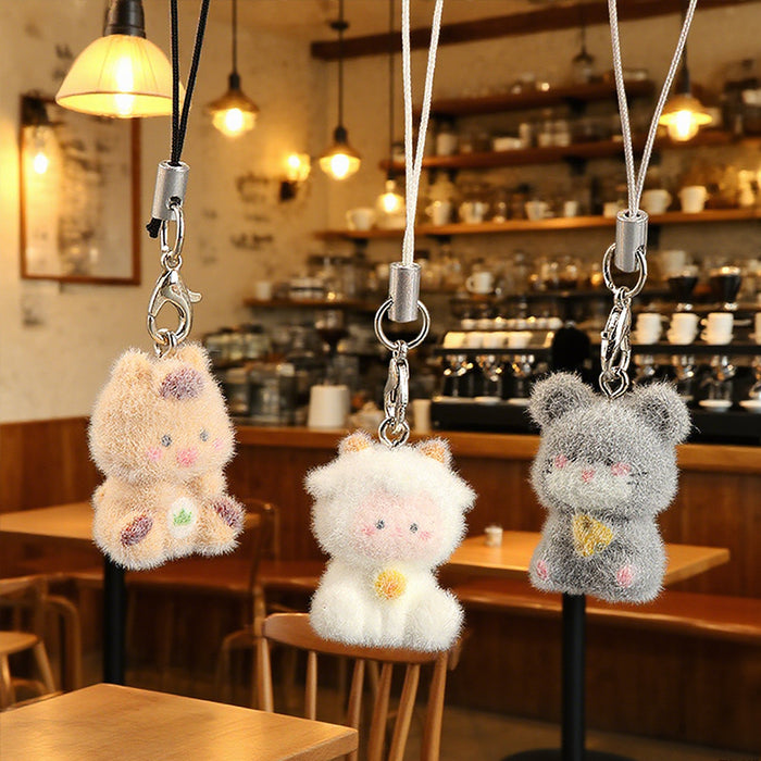 Wholesale Creative Cute Pet Pendant Flocked Small Animal 3D Bag Accessory Keychains