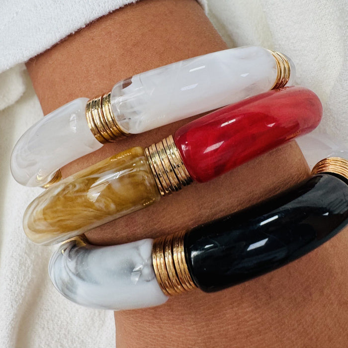 Wholesale Resin Retro Color-Contrast Beaded Bracelet Handmade Woven Stackable Jewelry Accessory MOQ≥2