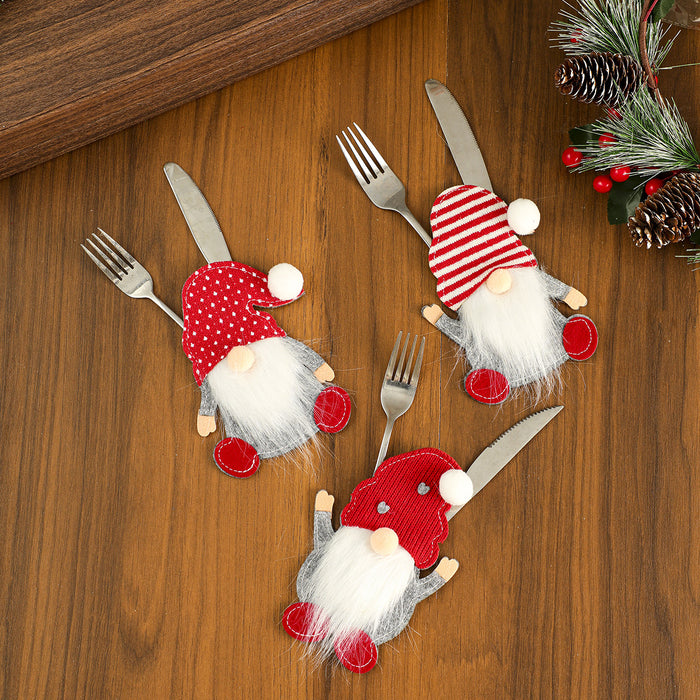 Wholesale dwarf knife and fork set for the old man without face Rudolph tableware set Christmas hotel table decoration supplies