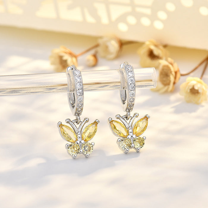 Wholesale Butterfly sterling silver needle earrings with fashionable and simple style, ear buckles, and headwear accessories