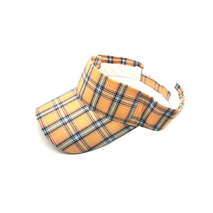 Wholesale Yellow checkered top hat with UV protection for outdoor activities such as running, hiking, sun protection, and sun shading