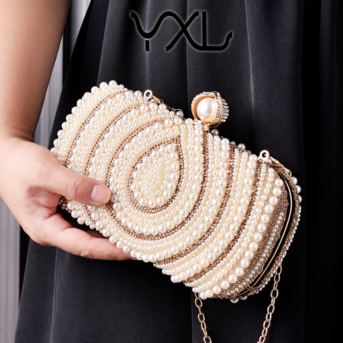 Wholesale Pearl Women's Wedding Bag Vintage White Cheongsam Clutch Bag JDC-HB-YX010