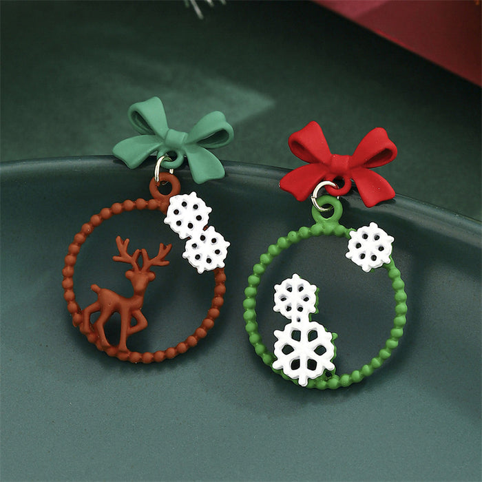 Wholesale New Christmas Earrings Cartoon Cute Creative Geometric Asymmetrical Christmas Tree Elk Earrings