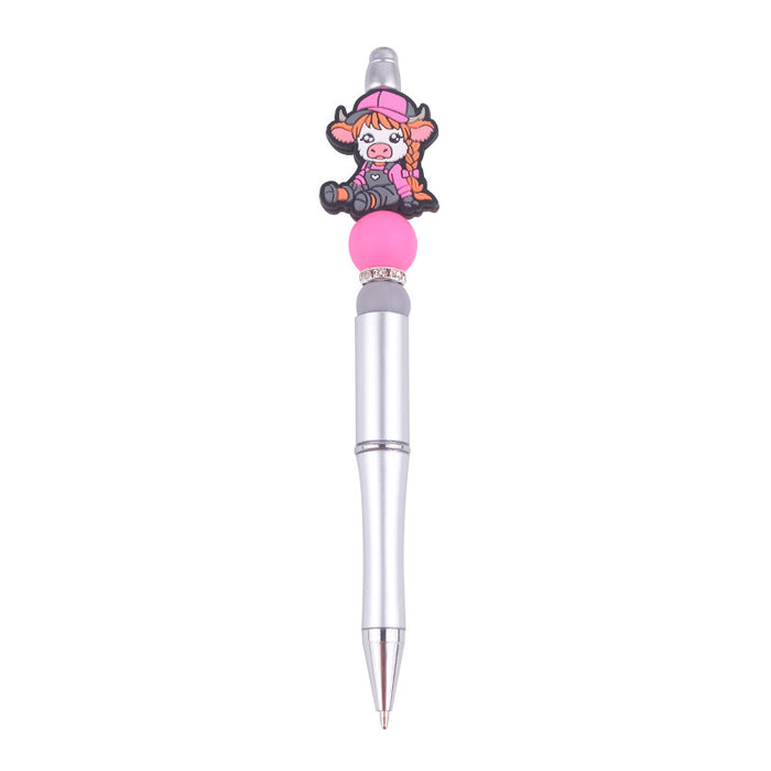 Wholesale Cartoon Cow Silicone Plastic Bead Pen JDC-PN-GuangTian006