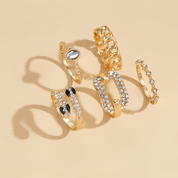 Wholesale Personalized jewelry ring set, niche and exaggerated snake shaped alloy ring, wholesale for women