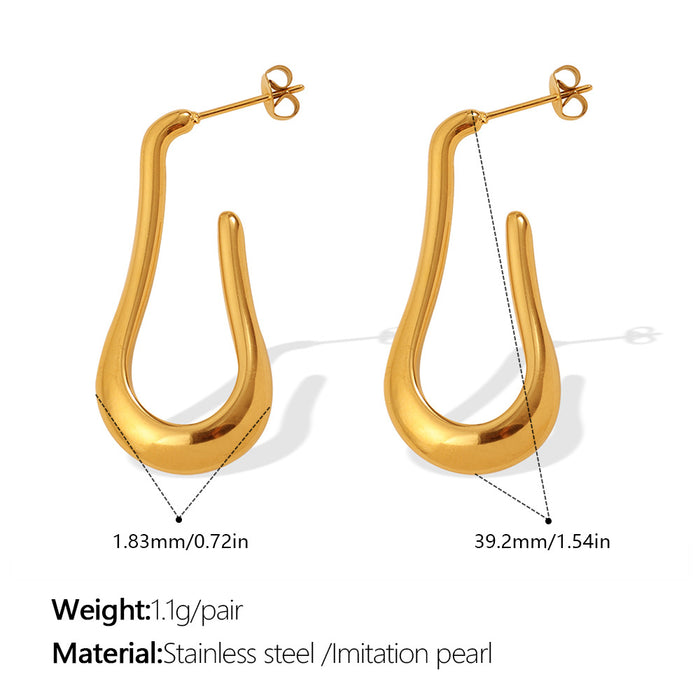 Wholesale U-Shaped Gold-Plated Stainless Steel Openwork Earrings
